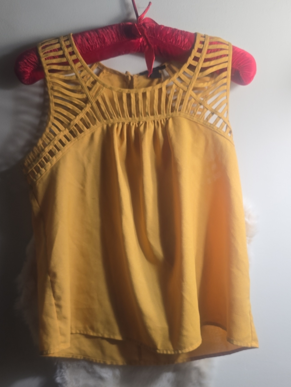 Forever 21 Yellow Sleeveless Cutout Yoke Tank
